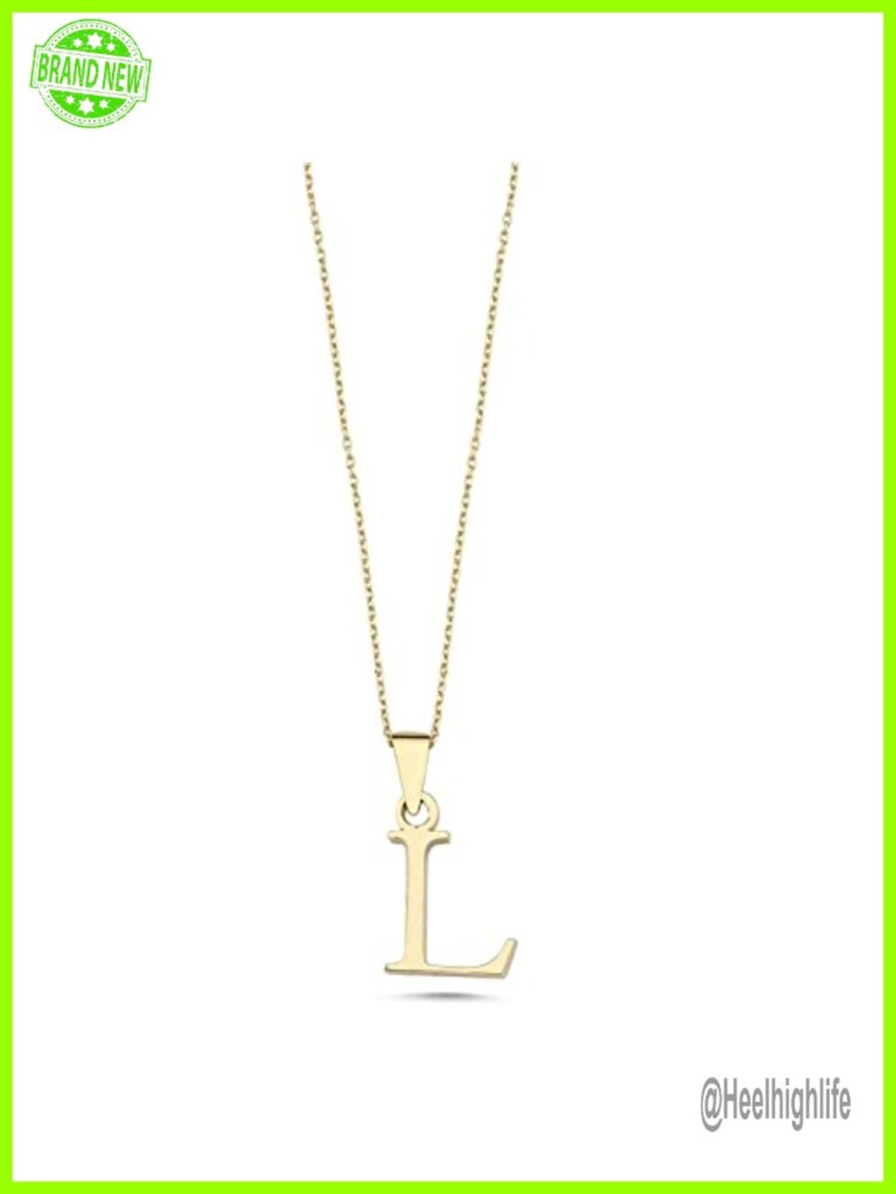 14k Real Gold Letter L Initial Pendant Necklace 18" Dainty